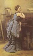 Jean Baptiste Camille  Corot Woman in Blue (mk09) Germany oil painting artist